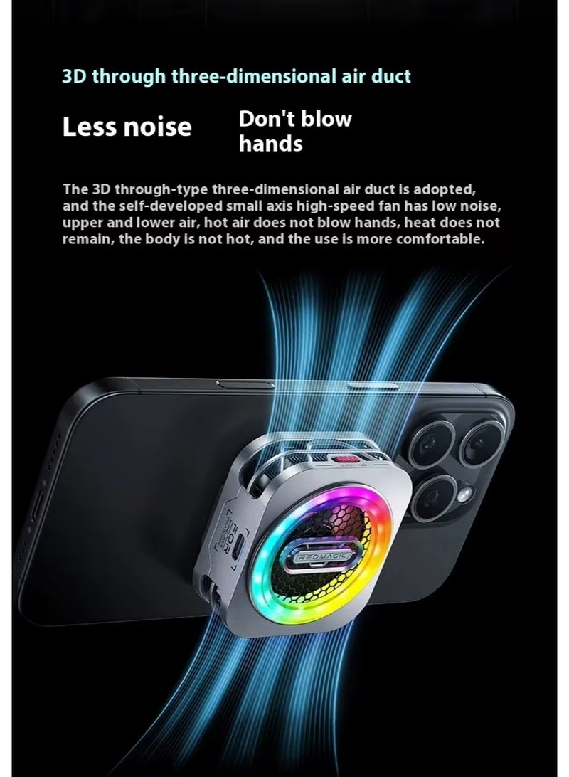 REDMAGIC Red Magic 6PRO Liquid Cooler, Magnetic Phone Cooler for Gaming/Live Streaming with RGB Lighting, 30W Power, Low Noise Design, Semiconductor Cooling for Cooling Your Phone During Gaming, Purple Color - Image 4